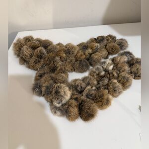 Luxurious Brown Fur Pom-Pom Scarf